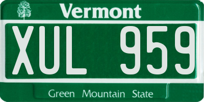 VT license plate XUL959