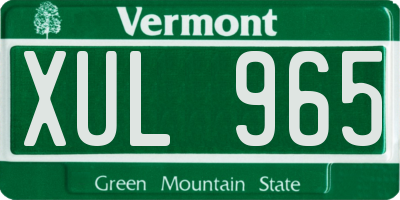 VT license plate XUL965
