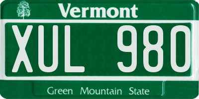 VT license plate XUL980
