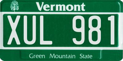 VT license plate XUL981