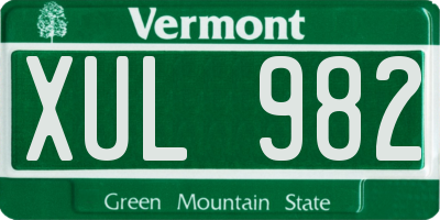 VT license plate XUL982