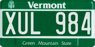 VT license plate XUL984