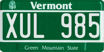 VT license plate XUL985