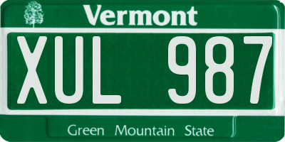 VT license plate XUL987