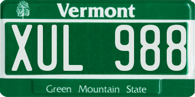 VT license plate XUL988