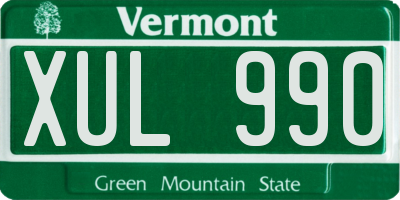 VT license plate XUL990