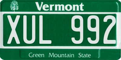 VT license plate XUL992