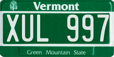VT license plate XUL997