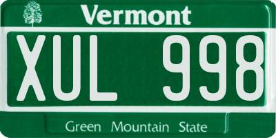VT license plate XUL998