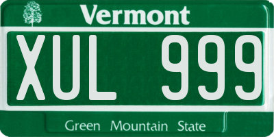 VT license plate XUL999