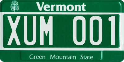 VT license plate XUM001