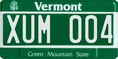 VT license plate XUM004