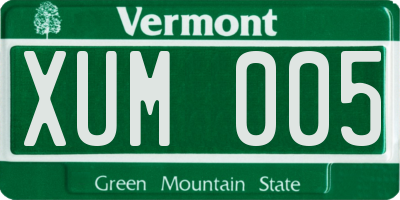 VT license plate XUM005