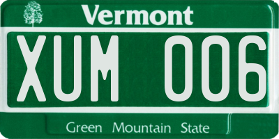 VT license plate XUM006