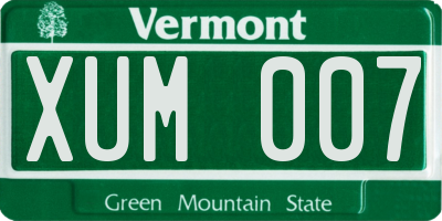 VT license plate XUM007
