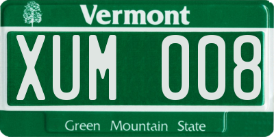 VT license plate XUM008