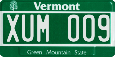 VT license plate XUM009