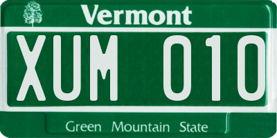VT license plate XUM010