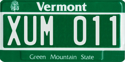 VT license plate XUM011