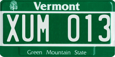 VT license plate XUM013
