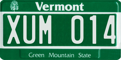 VT license plate XUM014