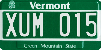 VT license plate XUM015