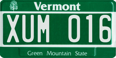 VT license plate XUM016