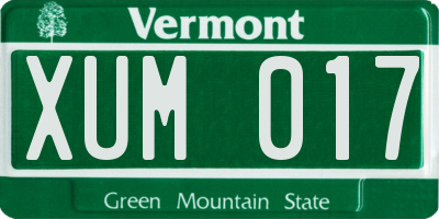 VT license plate XUM017