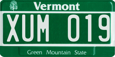 VT license plate XUM019