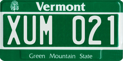 VT license plate XUM021
