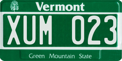 VT license plate XUM023