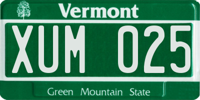 VT license plate XUM025
