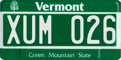 VT license plate XUM026