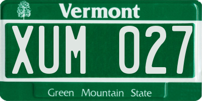 VT license plate XUM027