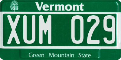 VT license plate XUM029