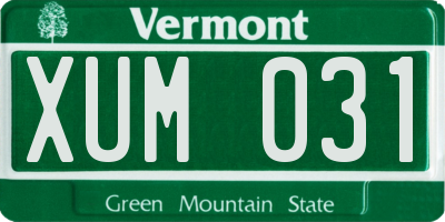 VT license plate XUM031