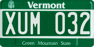 VT license plate XUM032