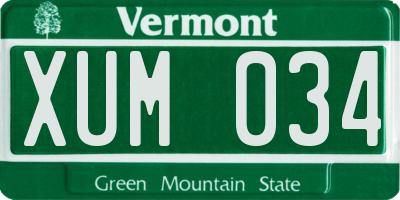 VT license plate XUM034