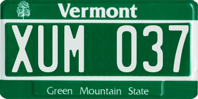 VT license plate XUM037