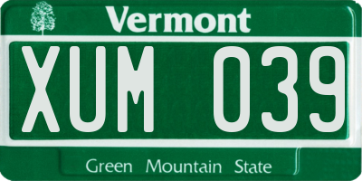 VT license plate XUM039