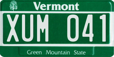 VT license plate XUM041