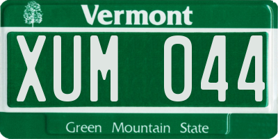 VT license plate XUM044