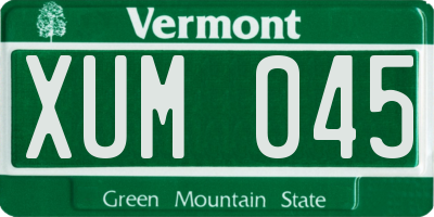 VT license plate XUM045