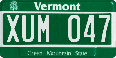 VT license plate XUM047