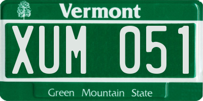 VT license plate XUM051