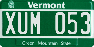 VT license plate XUM053