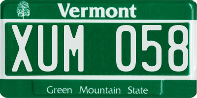 VT license plate XUM058