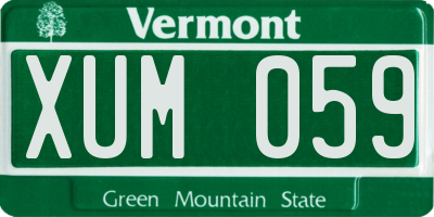 VT license plate XUM059