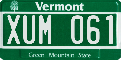 VT license plate XUM061