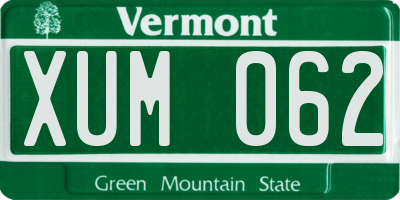 VT license plate XUM062